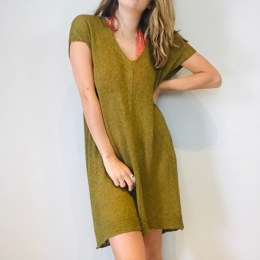 Free People olive thin knit long basics dress - Picture 3 of 5